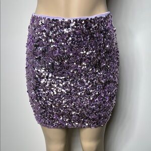 Purple Sequin Mini Skirt for Cocktail Nights